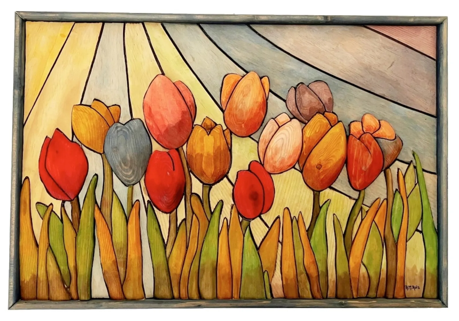 Composición tulipanes